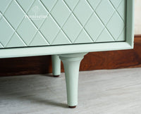 Verona Grid Wooden Large Tv Cabinet Media Unit 4 Door Furniselan silt green