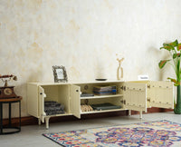 Verona Grid Wooden Large Tv Cabinet Media Unit 4 Door Furniselan frosty white