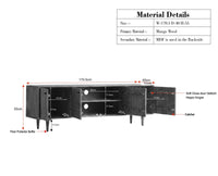Verona Grid Wooden Large Tv Cabinet Media Unit 4 Door Furniselan natural finish