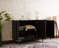 Verona Grid Wooden Sideboard Cabinet Three Doors Furniselan Grey Finish 