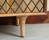 Verona Grid Wooden Sideboard Cabinet Three Doors Furniselan Natural Finish 