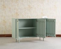 Verona Grid Wooden Sideboard Cabinet Three Doors Furniselan Silt Green
