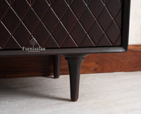Verona Grid Wooden Sideboard Cabinet Three Doors Furniselan Grey Finish 