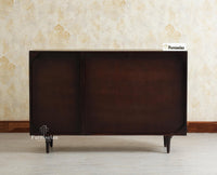Verona Grid Wooden Sideboard Cabinet Three Doors Furniselan Grey Finish 