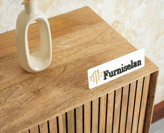 Verona Grid Wooden Sideboard Cabinet Three Doors Furniselan Natural Finish 