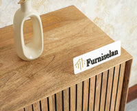 Verona Grid Wooden Sideboard Cabinet Three Doors Furniselan Natural Finish 