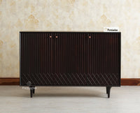 Verona Grid Wooden Sideboard Cabinet Three Doors Furniselan Grey Finish 