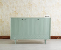 Verona Grid Wooden Sideboard Cabinet Three Doors Furniselan Silt Green