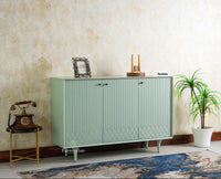 Verona Grid Wooden Sideboard Cabinet Three Doors Furniselan Silt Green