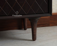 Verona Grid Wooden Sideboard Cabinet Two Doors Furniselan Grey Finish 