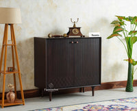 Verona Grid Wooden Sideboard Cabinet Two Doors Furniselan Grey Finish 