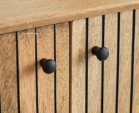 Verona Grid Wooden Sideboard Cabinet Two Doors Furniselan Natural FInish 