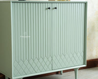 Verona Grid Wooden Sideboard Cabinet Two Doors Furniselan Silt Green 