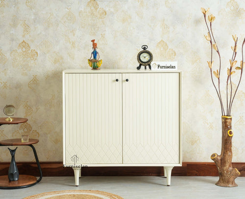 Verona Grid Wooden Sideboard Cabinet Two Doors Furniselan Frosty White 
