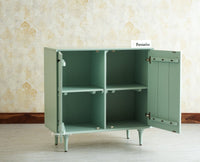 Verona Grid Wooden Sideboard Cabinet Two Doors Furniselan Silt Green 