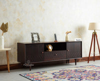 Verona Grid Wooden Tv Cabinet Media Unit Furniselan grey finish
