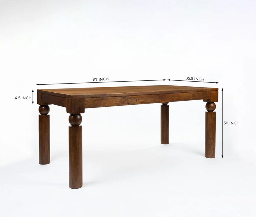 Verona Mango Wood 6 Seater Dining Table Walnut brown