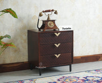 Victoria Wooden Three Drawer Bedside Table Nightstand Furniselan Grey Finish