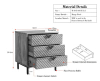 Victoria Wooden Three Drawer Bedside Table Nightstand Furniselan Brown Finish