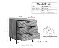 Victoria Wooden Three Drawer Bedside Table Nightstand Furniselan Grey Finish