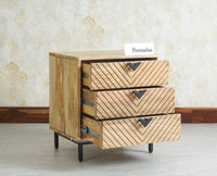 Victoria Wooden Three Drawer Bedside Table Nightstand Furniselan Natural Finish