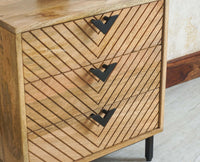 Victoria Wooden Three Drawer Bedside Table Nightstand Furniselan Natural Finish