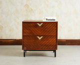 Victoria Wooden Two Drawer Bedside Table Nightstand Furniselan Brown Finish
