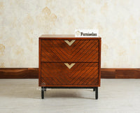 Victoria Wooden Two Drawer Bedside Table Nightstand Furniselan Brown Finish