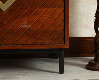 Victoria Wooden Two Drawer Bedside Table Nightstand Furniselan Brown Finish