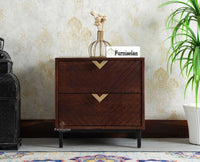 Victoria Wooden Two Drawer Bedside Table Nightstand Furniselan Grey Finish