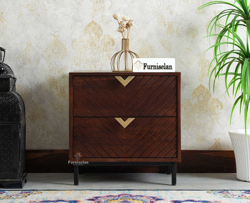 Victoria Wooden Two Drawer Bedside Table Nightstand Furniselan Grey Finish