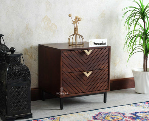 Victoria Wooden Two Drawer Bedside Table Nightstand Furniselan Grey Finish