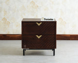 Victoria Wooden Two Drawer Bedside Table Nightstand Furniselan Grey Finish