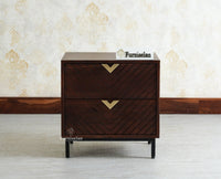 Victoria Wooden Two Drawer Bedside Table Nightstand Furniselan Grey Finish