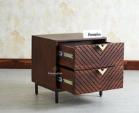Victoria Wooden Two Drawer Bedside Table Nightstand Furniselan Grey Finish