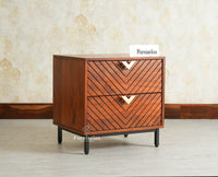 Victoria Wooden Two Drawer Bedside Table Nightstand Furniselan Brown Finish