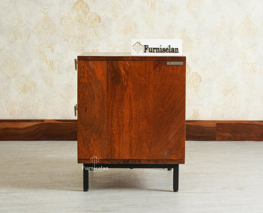 Victoria Wooden Two Drawer Bedside Table Nightstand Furniselan Brown Finish
