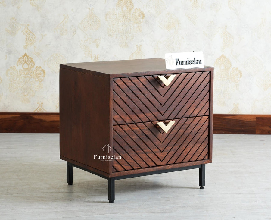 Victoria Wooden Two Drawer Bedside Table Nightstand Furniselan Grey Finish