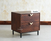 Victoria Wooden Two Drawer Bedside Table Nightstand Furniselan Grey Finish