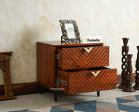 Victoria Wooden Two Drawer Bedside Table Nightstand Furniselan Brown Finish