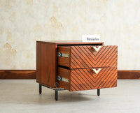 Victoria Wooden Two Drawer Bedside Table Nightstand Furniselan Brown Finish