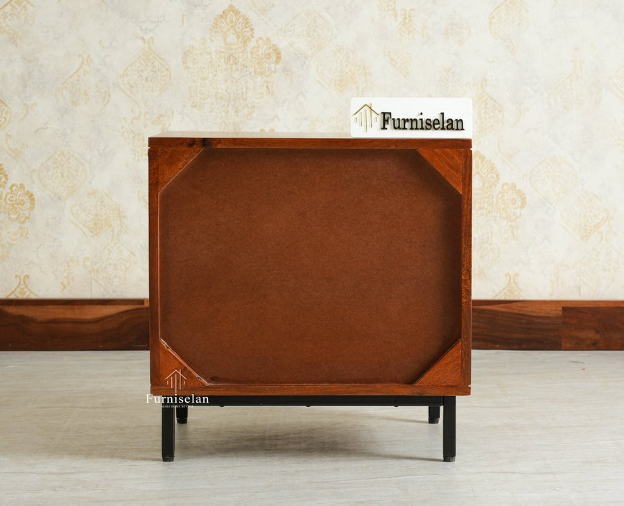 Victoria Wooden Two Drawer Bedside Table Nightstand Furniselan Brown Finish