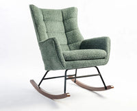 Voltis Edge Rocking Chair – Modern Upholstered Chair for Home & Café Green