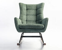 Voltis Edge Rocking Chair – Modern Upholstered Chair for Home & Café Green