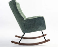 Voltis Edge Rocking Chair – Modern Upholstered Chair for Home & Café Green