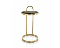 Siena Metal Side Table with Marble - Antique Gold Finish