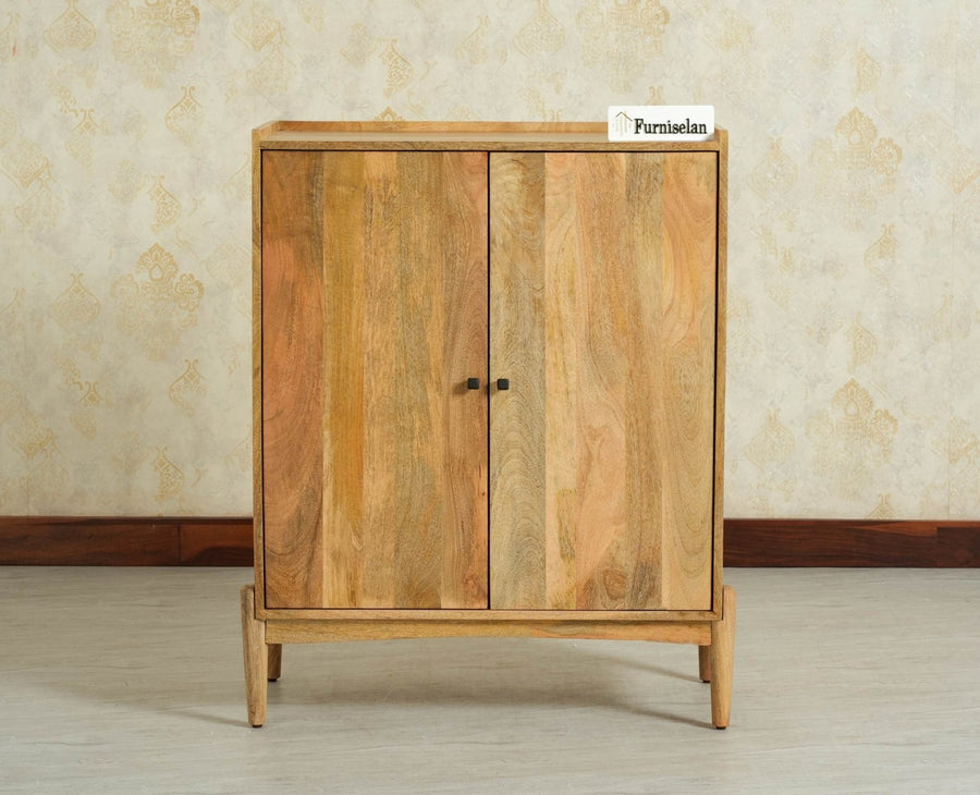 Wellington Solid Wood Bar Cabinet - Bar Cabinet - Furniselan - Natural Finish