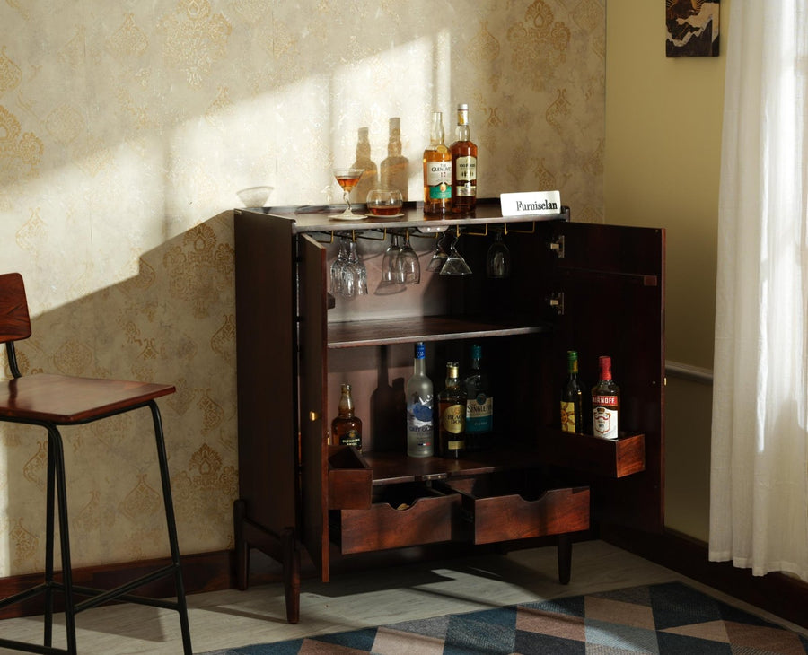 Wellington Solid Wood Bar Cabinet - Bar Cabinet - Furniselan Grey-Finish