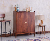 Wellington Solid Wood Bar Cabinet - Bar Cabinet - Furniselan- Brown Finish