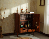 Wellington Solid Wood Bar Cabinet - Bar Cabinet - Furniselan- Brown Finish